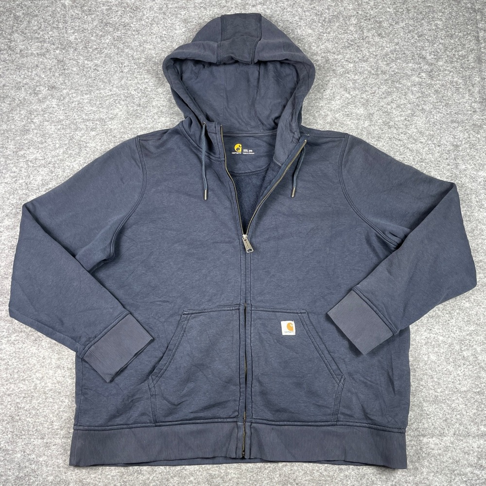 Carhartt Hoodie Womens XXL Navy Blue Full Zip Fleece Jacket Workwear